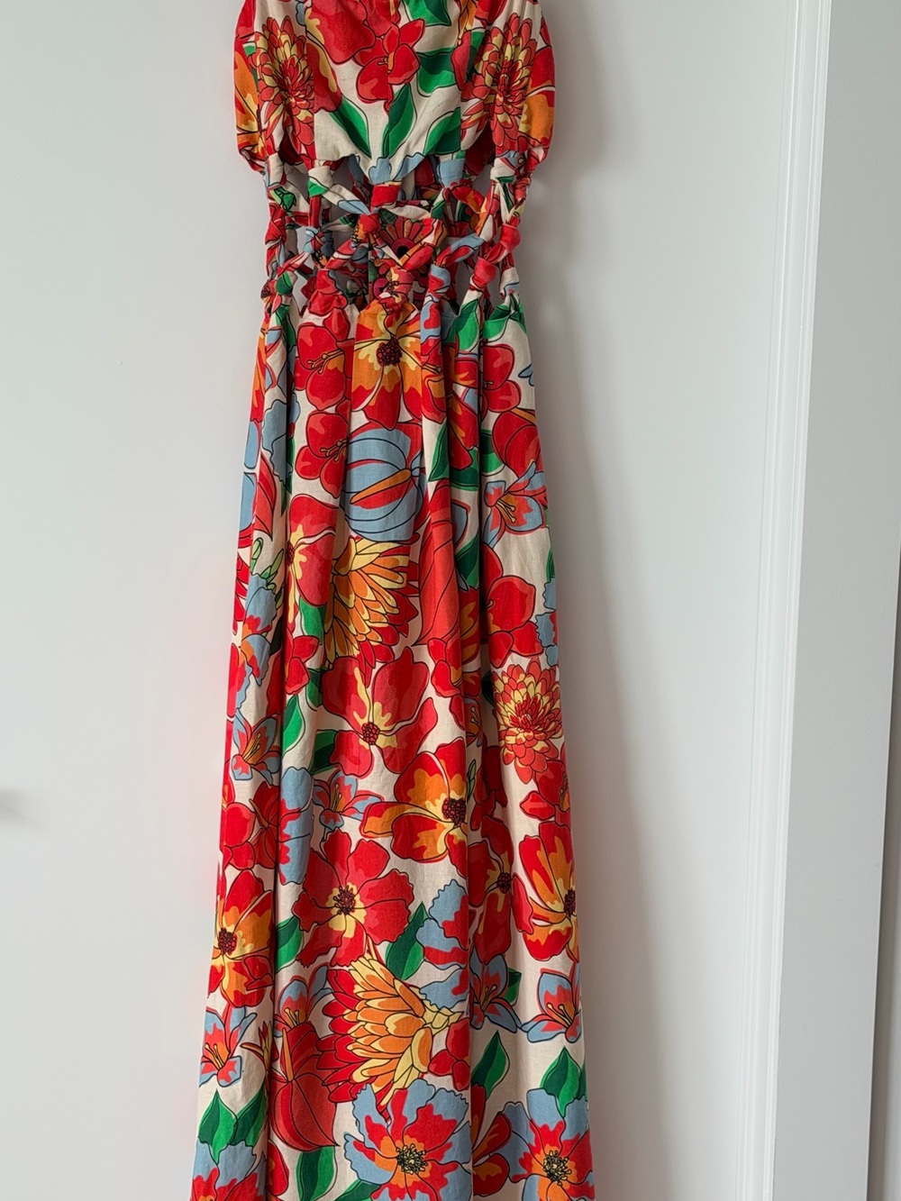 FARM RIO ANTHROPOLIGIE Floral Red Multicolor Summer Maxi Dress - Picture 11 of 14